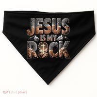 Jesus Is My Rock Biblical Faith USA-Made Doggie Bandana thumb 0