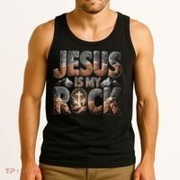 Jesus Is My Rock Biblical Faith Tank Top thumb 3