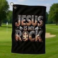 Jesus Is My Rock Biblical Faith Golf Towel thumb 1