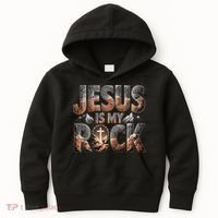 Jesus Is My Rock Biblical Faith Kids Hoodie thumb 0