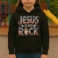 Jesus Is My Rock Biblical Faith Kids Hoodie thumb 3