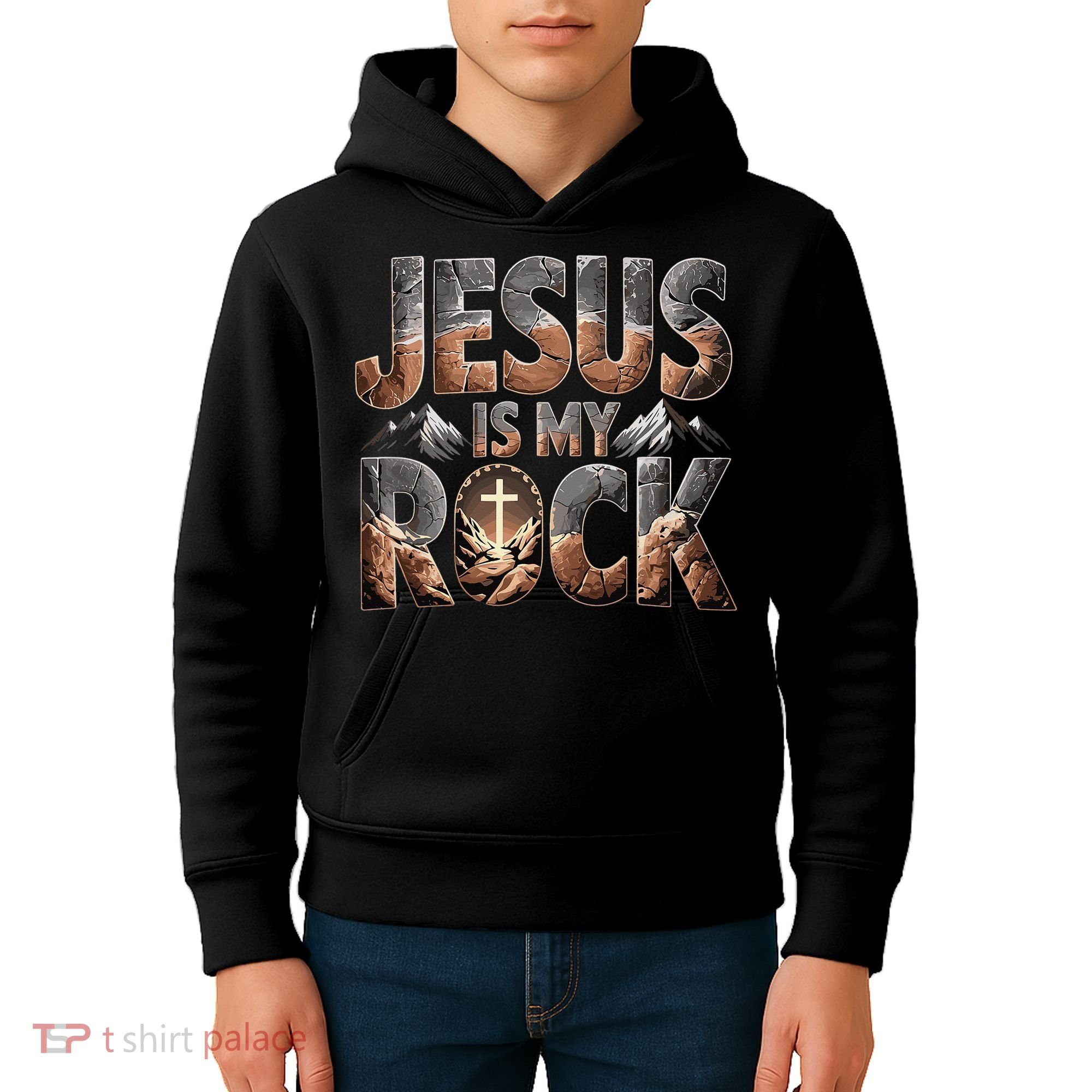 Jesus Is My Rock Biblical Faith Kids Hoodie
