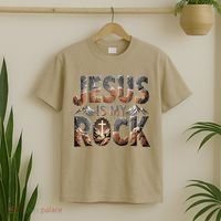 Jesus Is My Rock Biblical Faith T-Shirt thumb 2