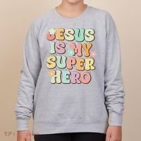 Jesus Is My Superhero Christian Religious Women's Sweatshirt thumb 0