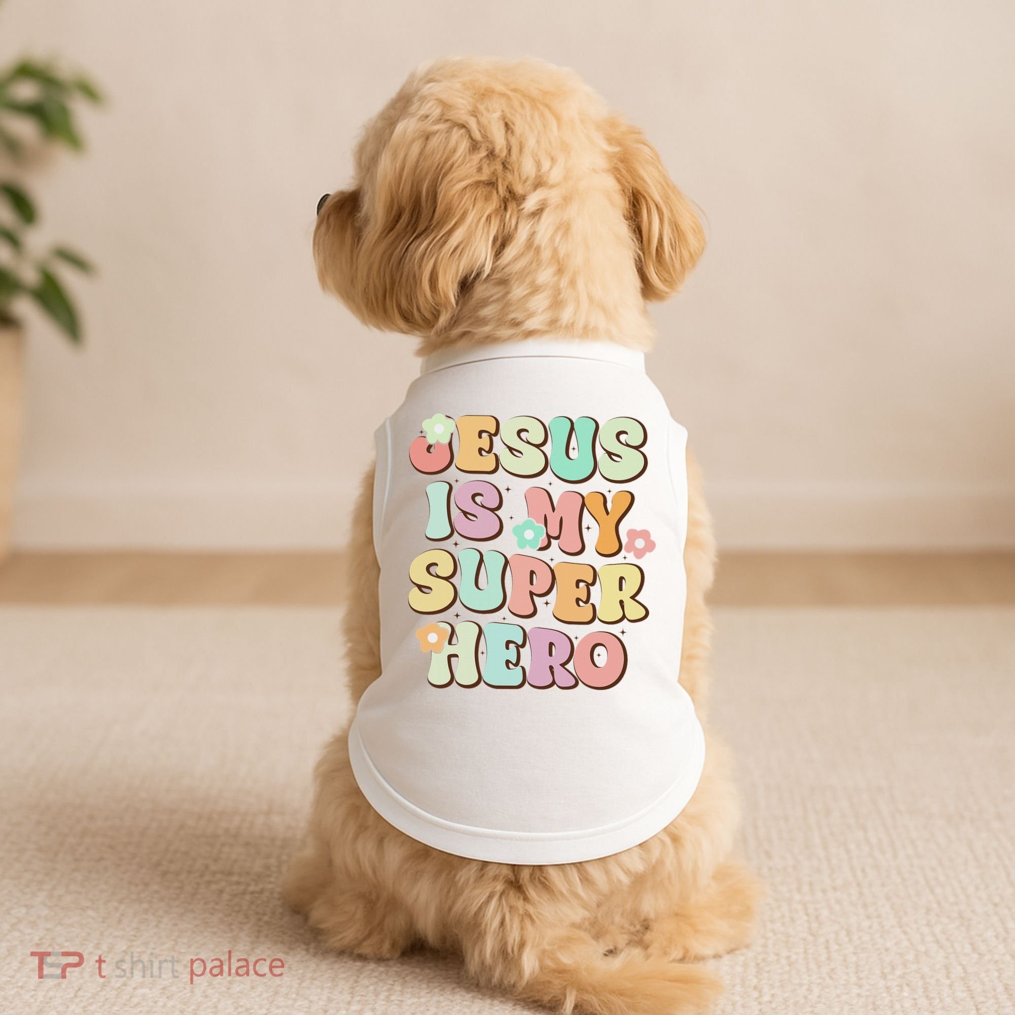 Jesus Is My Superhero Christian Religious Doggie Tank