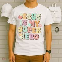 Jesus Is My Superhero Christian Religious T-Shirt thumb 6
