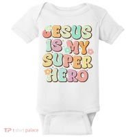 Jesus Is My Superhero Christian Religious Baby Bodysuit thumb 0
