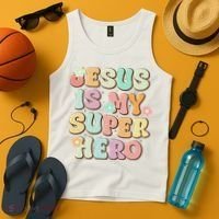 Jesus Is My Superhero Christian Religious Tank Top thumb 4