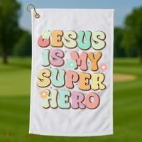 Jesus Is My Superhero Christian Religious Golf Towel thumb 1