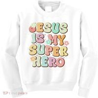 Jesus Is My Superhero Christian Religious Kids Sweatshirt thumb 0