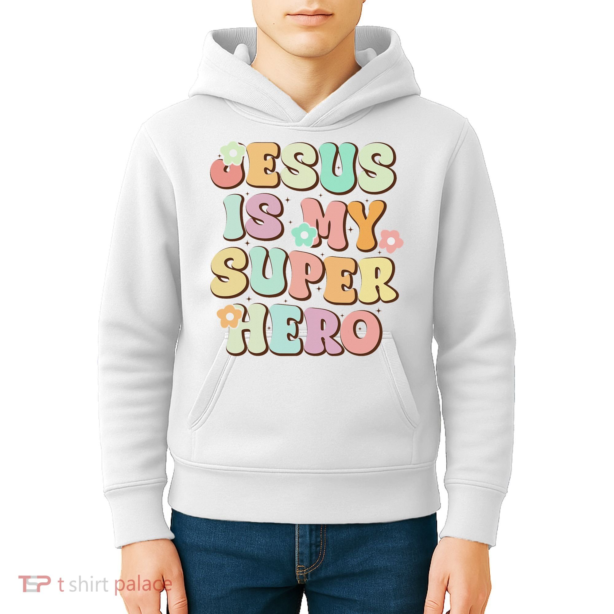 Jesus Is My Superhero Christian Religious Kids Hoodie