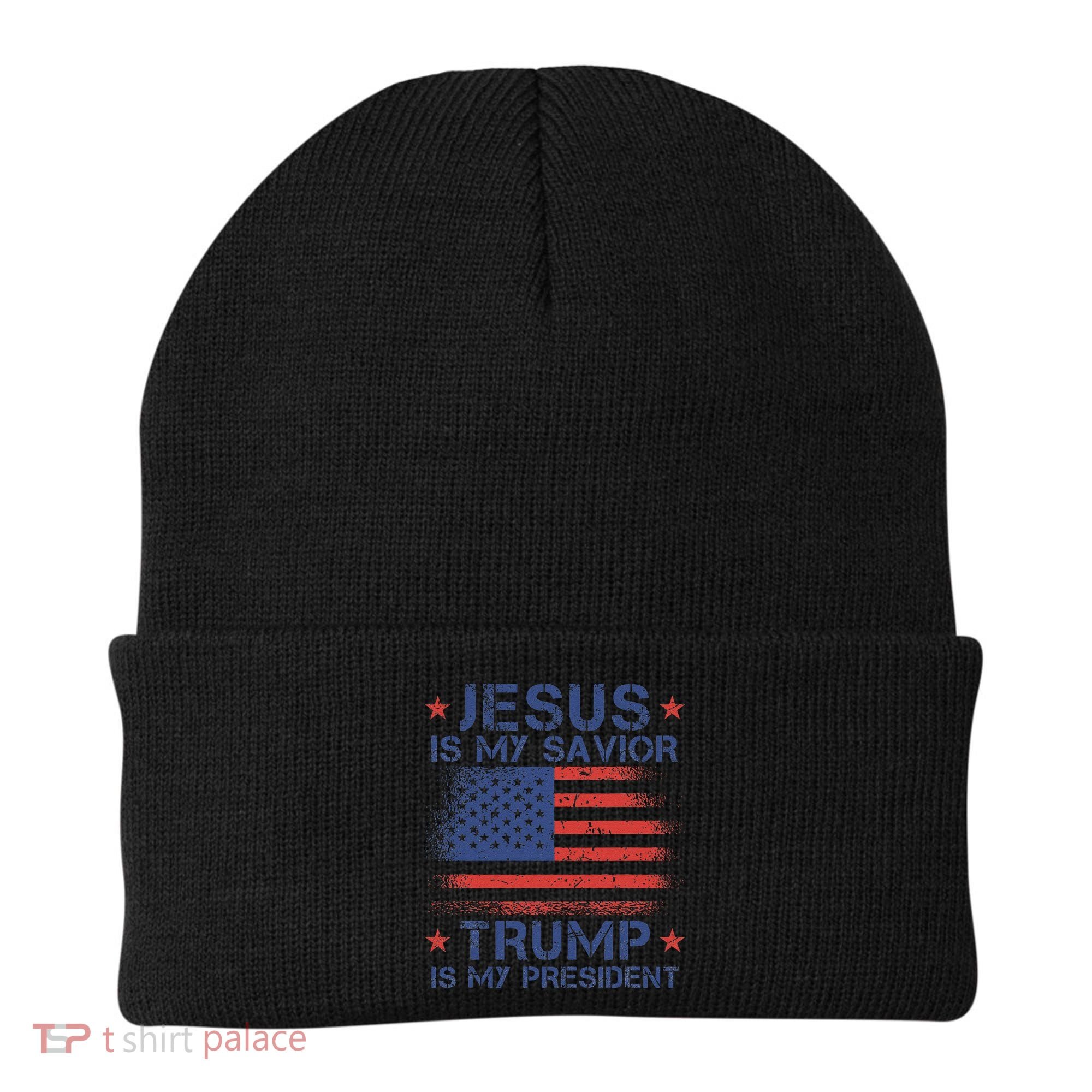 Jesus Is My Savior Trump Is My President Retro Us Flag Beanie