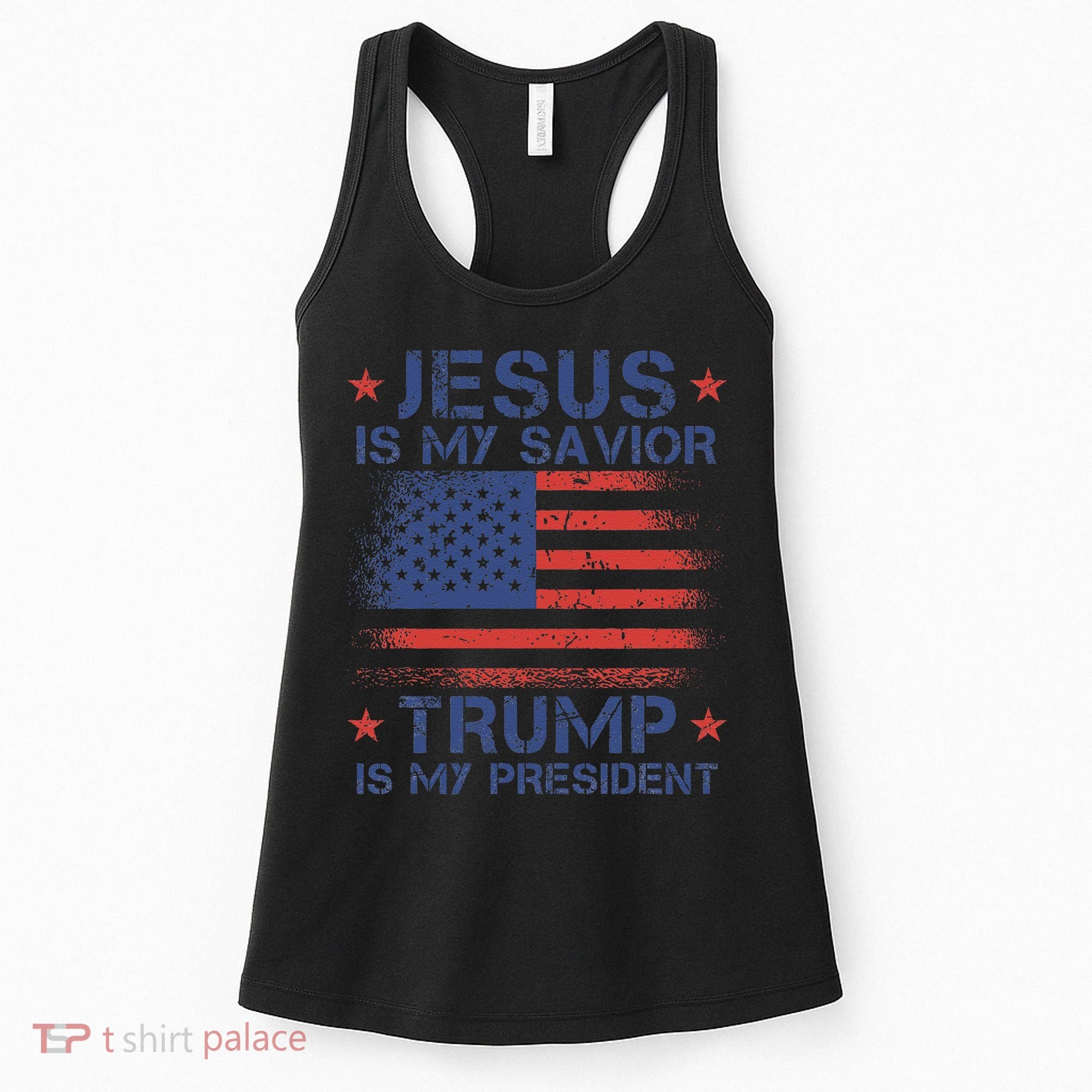 Jesus Is My Savior Trump Is My President Retro Us Flag Women's Tank Top