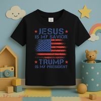 Jesus Is My Savior Trump Is My President Retro Us Flag Toddler T-Shirt thumb 3