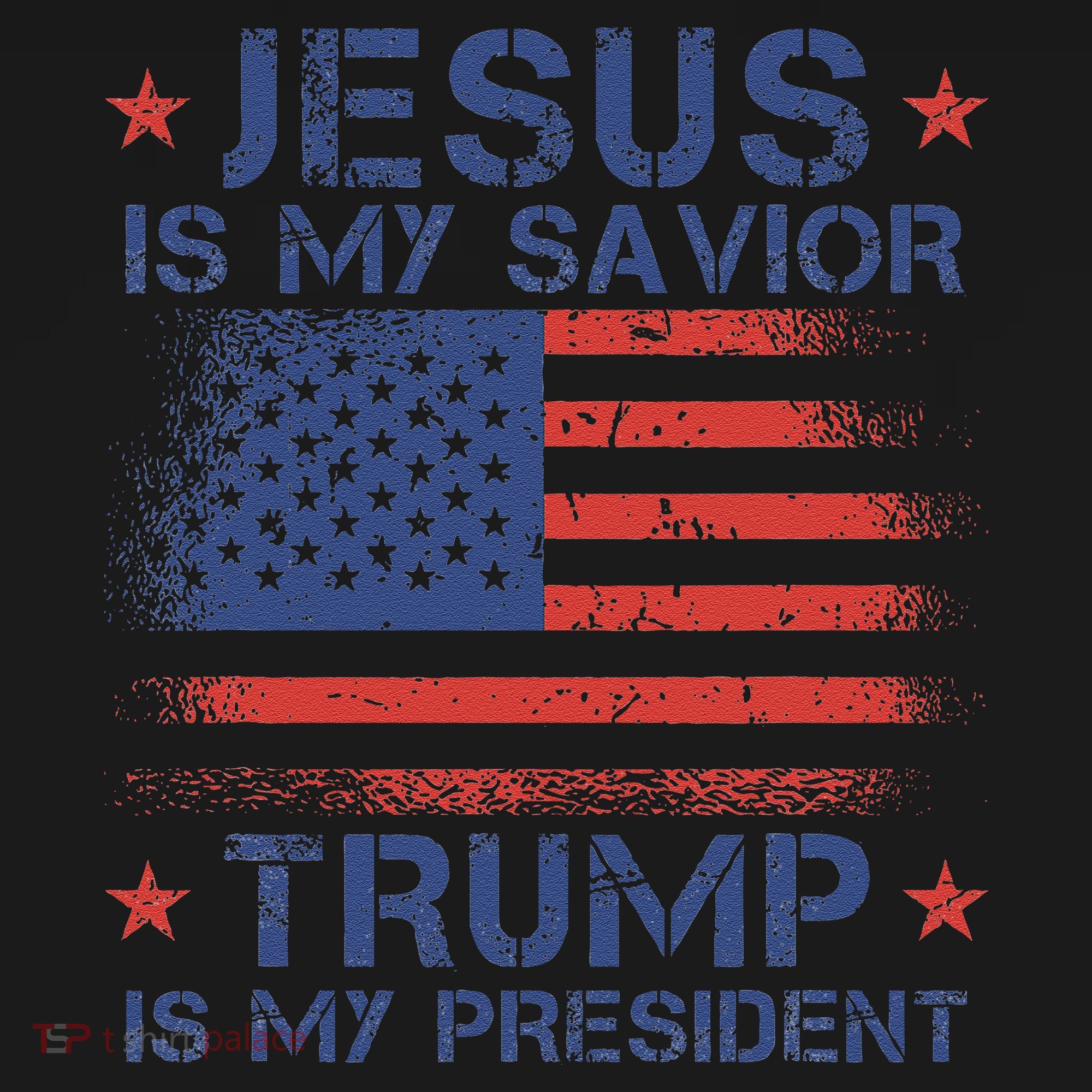 Jesus Is My Savior Trump Is My President Retro Us Flag Toddler T-Shirt
