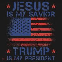 Jesus Is My Savior Trump Is My President Retro Us Flag Women's Long Sleeve Shirt thumb 2