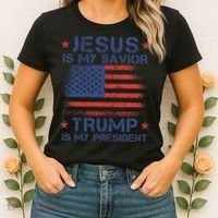 Jesus Is My Savior Trump Is My President Retro Us Flag Women's T-Shirt thumb 2