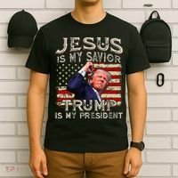 Jesus Is My Savior Trump Is My President American Flag T-Shirt thumb 6