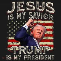 Jesus Is My Savior Trump Is My President American Flag Pajama Set thumb 2