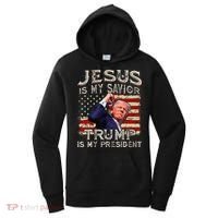Jesus Is My Savior Trump Is My President American Flag Women's Hoodie thumb 0