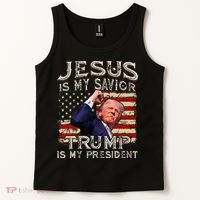 Jesus Is My Savior Trump Is My President American Flag Tank Top thumb 2