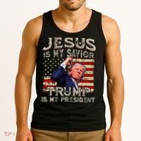 Jesus Is My Savior Trump Is My President American Flag Tank Top thumb 3