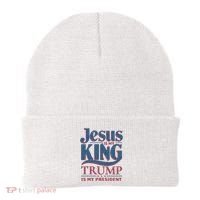 Jesus Is My King Trump Is My President Beanie thumb 0