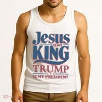 Jesus Is My King Trump Is My President Tank Top thumb 3