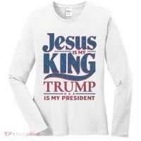 Jesus Is My King Trump Is My President Women's Long Sleeve Shirt thumb 0