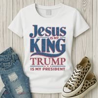 Jesus Is My King Trump Is My President Women's T-Shirt thumb 3