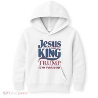 Jesus Is My King Trump Is My President Kids Hoodie thumb 0