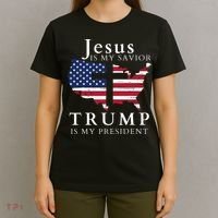Jesus Is My Savior Trump Is My President Usa Flag And Cross T-Shirt thumb 4