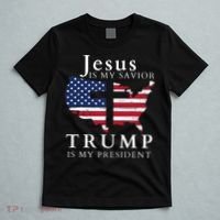 Jesus Is My Savior Trump Is My President Usa Flag And Cross T-Shirt thumb 5