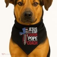 Jesus Is My Savior Pope Is My Coach Religious Quote Saying USA-Made Doggie Bandana thumb 1
