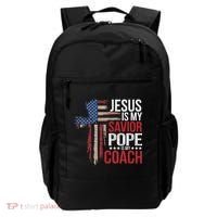 Jesus Is My Savior Pope Is My Coach Religious Quote Saying Backpack thumb 0