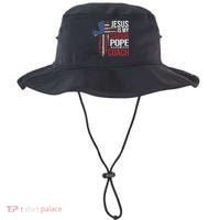 Jesus Is My Savior Pope Is My Coach Religious Quote Saying Bucket Hat thumb 0