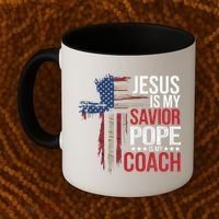 Jesus Is My Savior Pope Is My Coach Religious Quote Saying Coffee Mug thumb 2