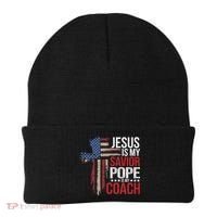 Jesus Is My Savior Pope Is My Coach Religious Quote Saying Beanie thumb 0
