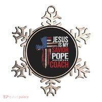 Jesus Is My Savior Pope Is My Coach Religious Quote Saying Ornament thumb 0