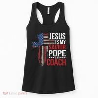 Jesus Is My Savior Pope Is My Coach Religious Quote Saying Women's Tank Top thumb 0