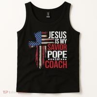 Jesus Is My Savior Pope Is My Coach Religious Quote Saying Tank Top thumb 2