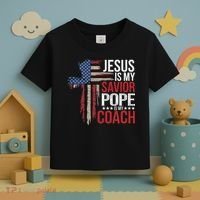 Jesus Is My Savior Pope Is My Coach Religious Quote Saying Toddler T-Shirt thumb 3