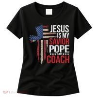 Jesus Is My Savior Pope Is My Coach Religious Quote Saying Women's T-Shirt thumb 0