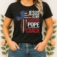 Jesus Is My Savior Pope Is My Coach Religious Quote Saying Women's T-Shirt thumb 2