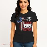 Jesus Is My Savior Pope Is My Coach Religious Quote Saying Women's T-Shirt thumb 4