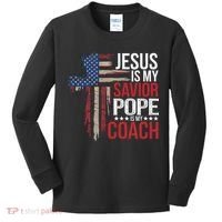 Jesus Is My Savior Pope Is My Coach Religious Quote Saying Kids Long Sleeve Shirt thumb 0