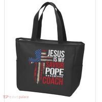 Jesus Is My Savior Pope Is My Coach Religious Quote Saying Tote Bag thumb 3