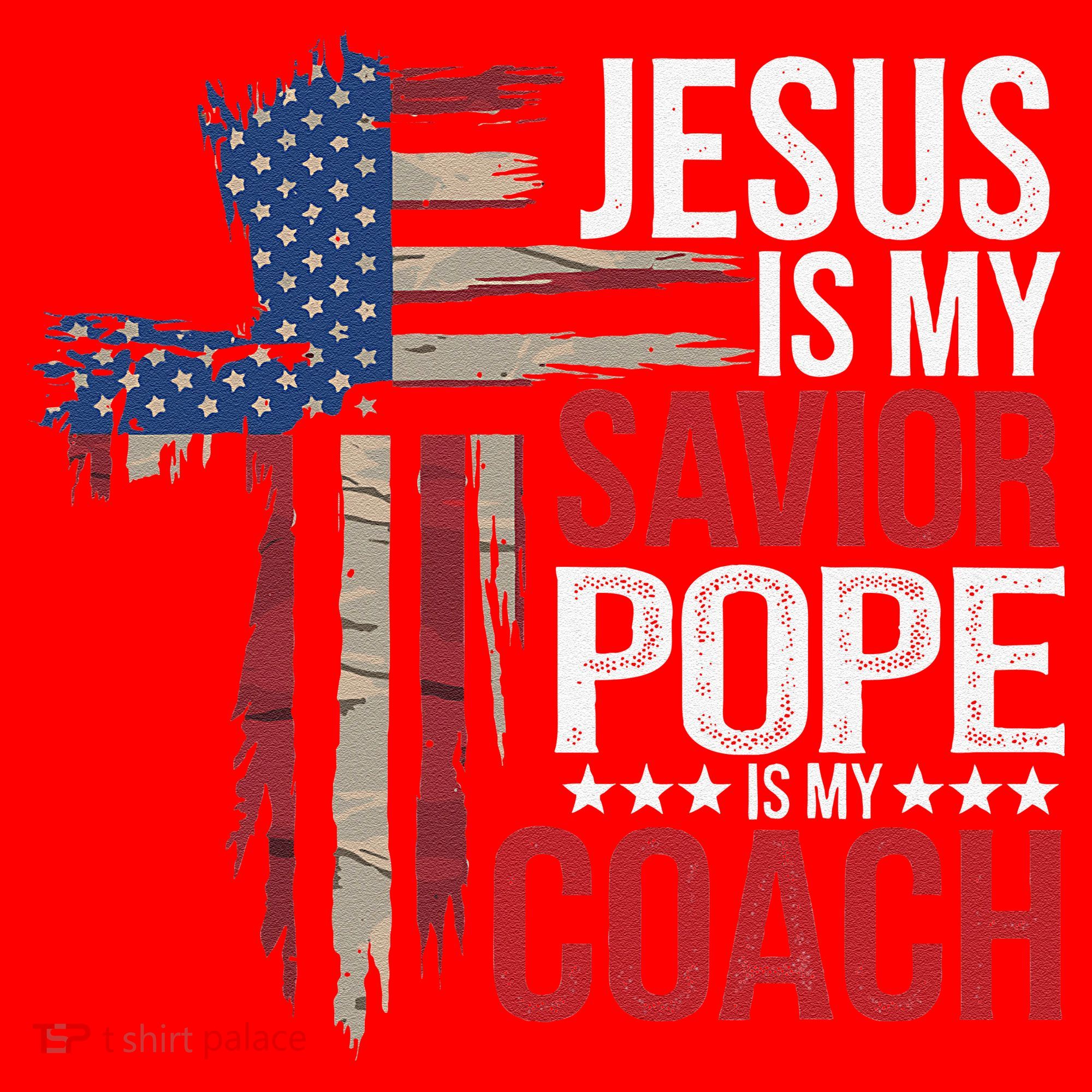 Jesus Is My Savior Pope Is My Coach Religious Quote Saying Santa Hat