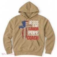 Jesus Is My Savior Pope Is My Coach Religious Quote Saying Hoodie thumb 0