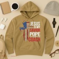 Jesus Is My Savior Pope Is My Coach Religious Quote Saying Hoodie thumb 3